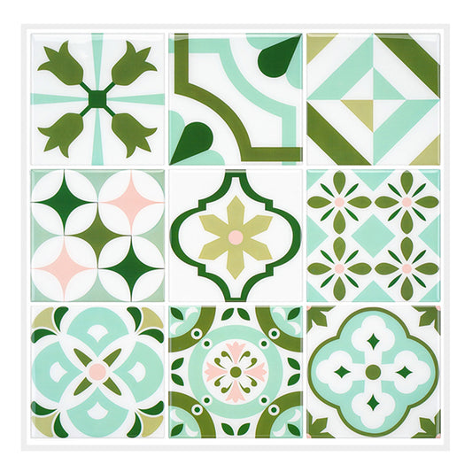 MT1110 - Baroque Decals Peel And Stick Backsplash Tile , 12" x 12" Green Tile