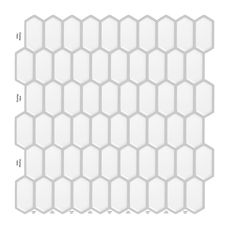 MT1138 - Long Hexagon Diamond Peel And Stick Backsplash Tile , 12" x 12" Tile