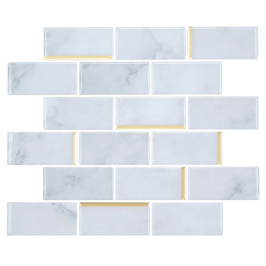 MT1181C - Oblong Walltiles Peel And Stick Backsplash Tile , 10" x 12" Marble Tile