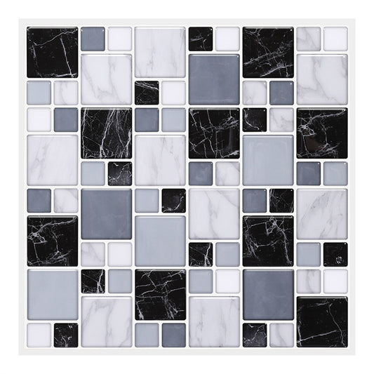 MT1003 - Mosaic Decals Peel And Stick Backsplash Tile , 10" x 10" Marble Checkered Tile