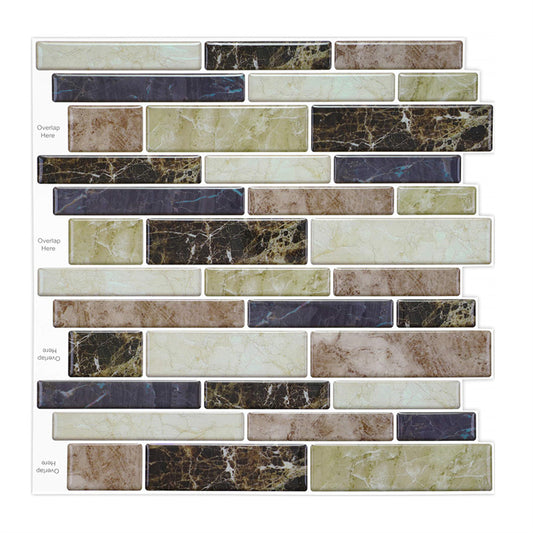 MT1035 - Oblong Walltiles Peel And Stick Backsplash Tile , 12" x 12" Marble Tile