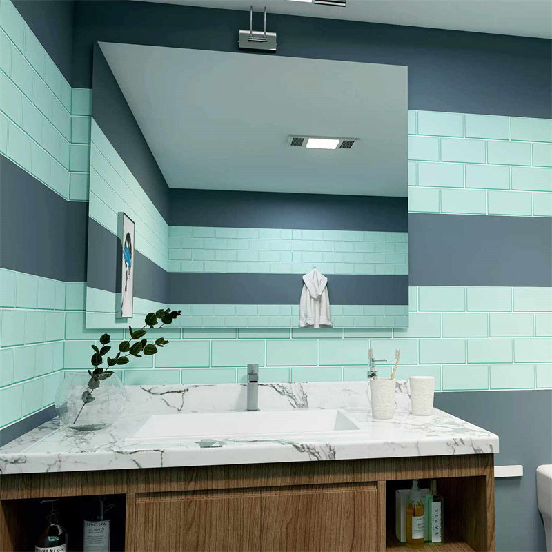 MT1097 - Subway Peel And Stick Backsplash Tile , 12" x 12" Green Marble Tile