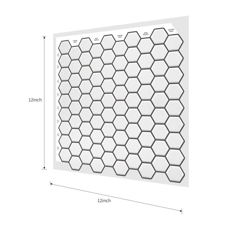 MT1142 - Regular hexagon Decals Peel And Stick Backsplash Tile , 12" x 12" White Tile