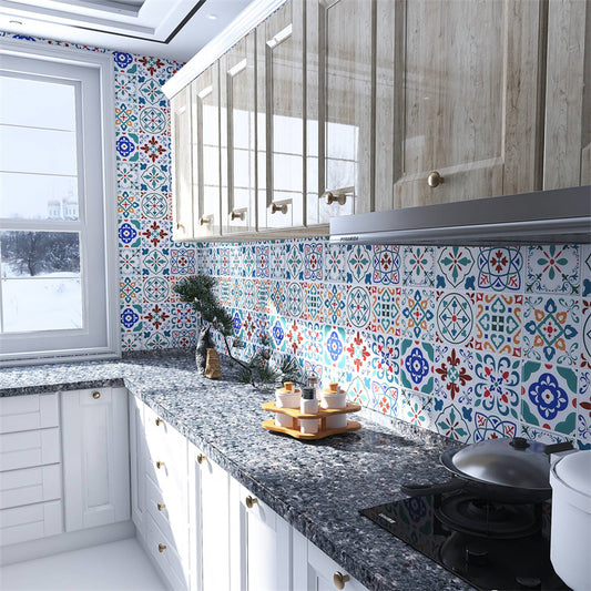 MT1109 - Baroque Decals Peel And Stick Backsplash Tile , 12" x 12" Purple Tile