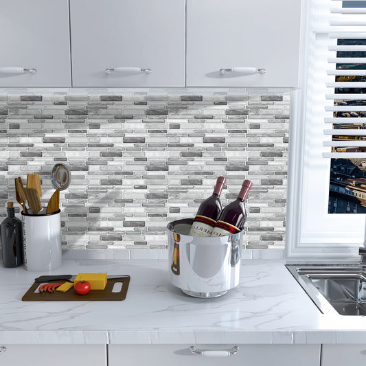 MT1140 - Oblong Walltiles Peel And Stick Backsplash Tile , 12" x 12" Marble Tile