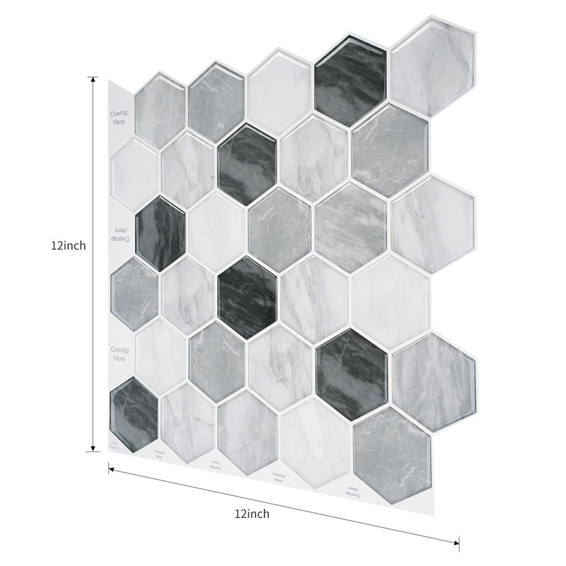 MT1084 - Regular hexagon Decals Peel And Stick Backsplash Tile , 12" x 12" Marble Tile