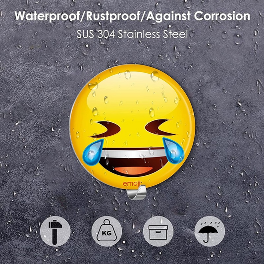 Cute Emoji Stainless Steel Adhesive Wall Hooks 4 pcs