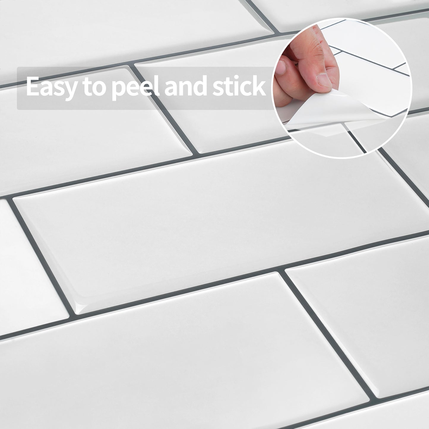MT1089 - Subway Peel And Stick Backsplash Tile , 10" x 12" White Tile