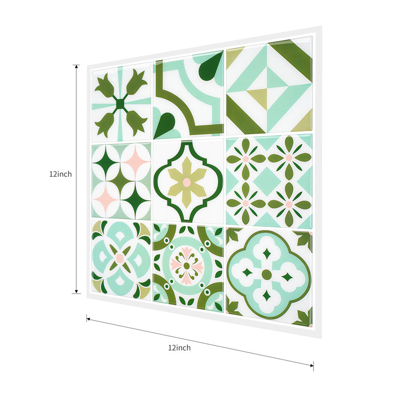 MT1110 - Baroque Decals Peel And Stick Backsplash Tile , 12" x 12" Green Tile