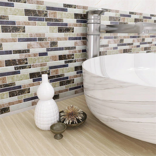 MT1035 - Oblong Walltiles Peel And Stick Backsplash Tile , 12" x 12" Marble Tile