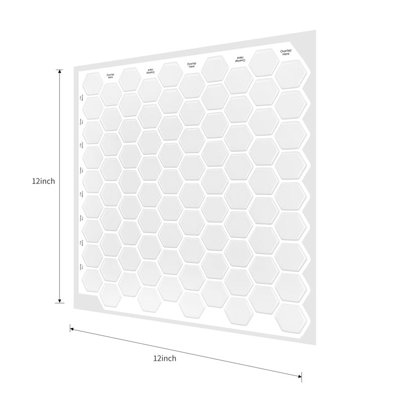 MT1143 - Regular hexagon Decals Peel And Stick Backsplash Tile , 12" x 12" White Tile