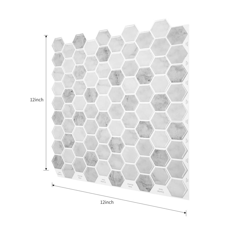 MT1185 - Regular hexagon Decals Peel And Stick Backsplash Tile , 12" x 12" Light blue Tile