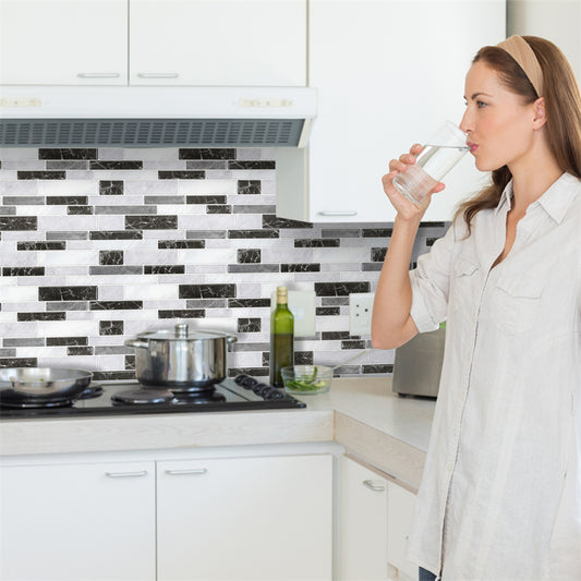 MT1033 - Oblong Walltiles Peel And Stick Backsplash Tile , 12" x 12" Marble Tile