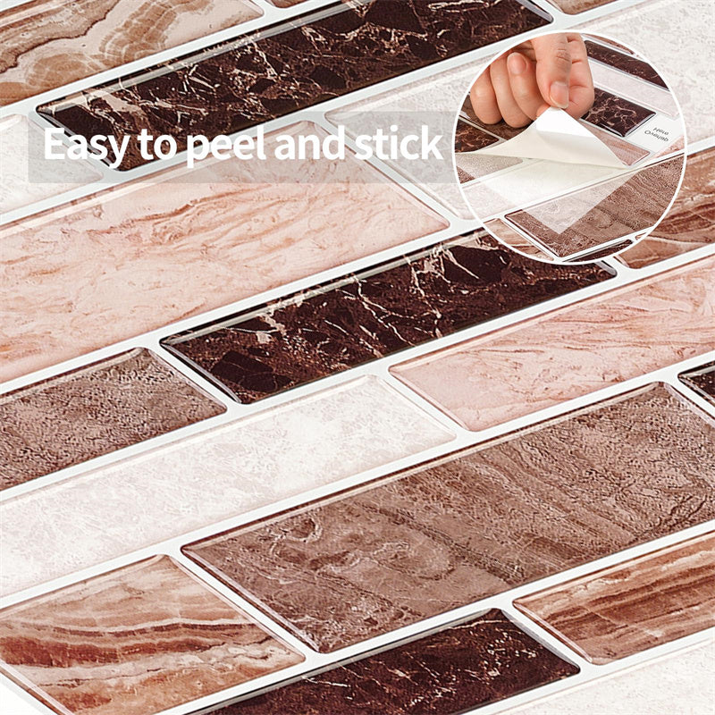 MT1034 - Oblong Walltiles Peel And Stick Backsplash Tile , 12" x 12" Marble Tile