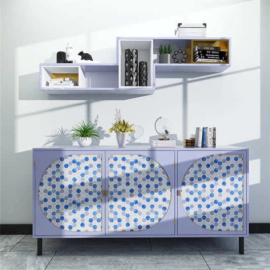 MT1188 - Regular hexagon Decals Peel And Stick Backsplash Tile , 12" x 12" Light blue Tile
