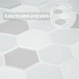 MT1175 - Regular hexagon Decals Peel And Stick Backsplash Tile , 12" x 12" Grey Tile