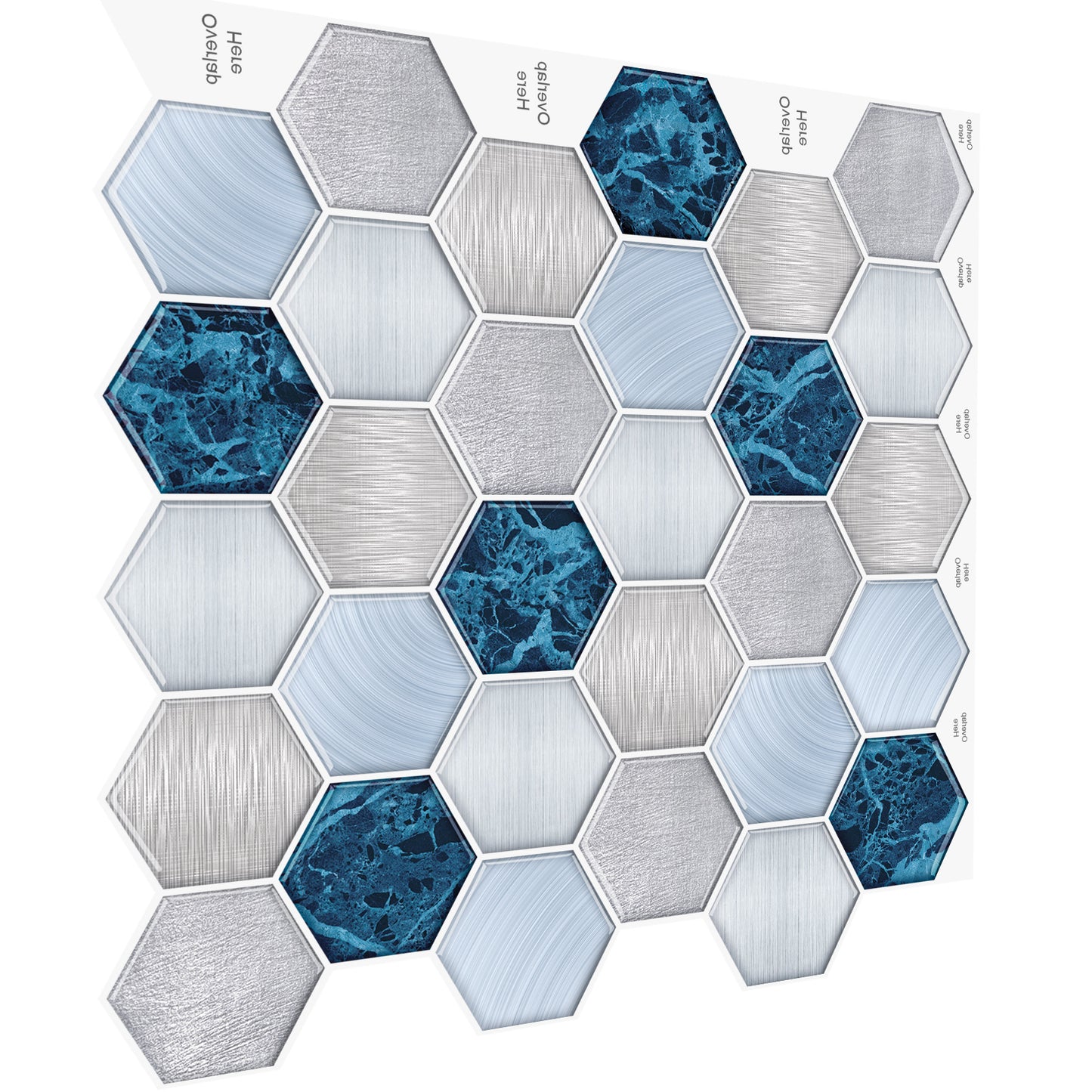 MT1228 - Hexagon Decals Peel And Stick Backsplash Tile , 12" x 12" White Tile
