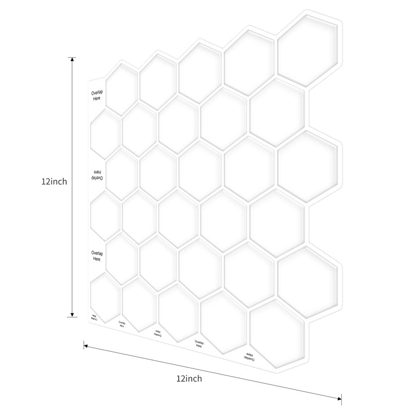 MT1190 - Regular hexagon Decals Peel And Stick Backsplash Tile , 12" x 12" White Tile