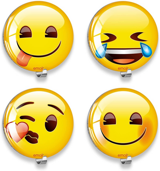 Cute Emoji Stainless Steel Adhesive Wall Hooks 4 pcs