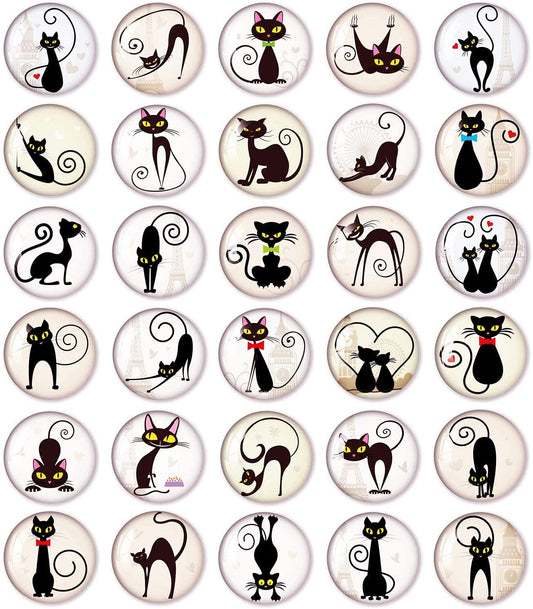 MORCART 30PCS Unique Black Cat Refrigerator Magnet