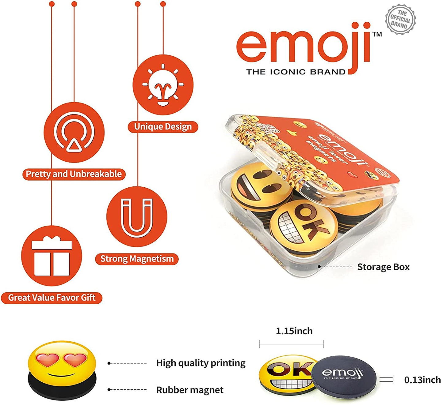 MORCART 28pcs Emoji Refrigerator Magnets-A