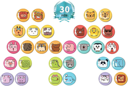 MORCART 30PCS Unique Animal Faces Refrigerator Magnet