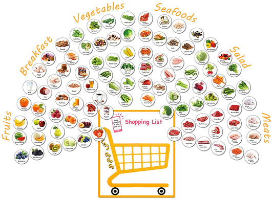 MORCART 96PCS Food List Fridge Magnets