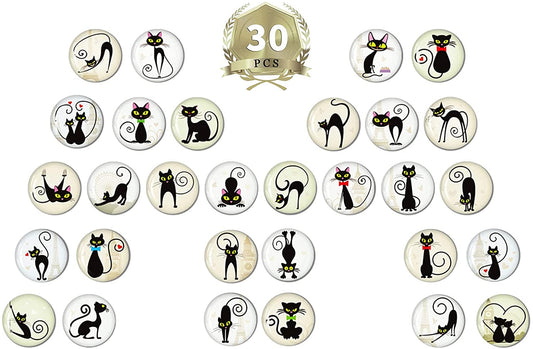 MORCART 30PCS Unique Black Cat Refrigerator Magnet