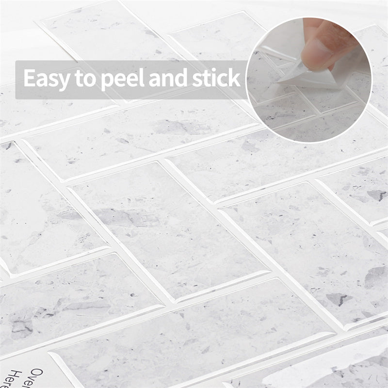MT1121 - Herringbone Decals Peel And Stick Backsplash Tile , 12" x 12" Marble Tile