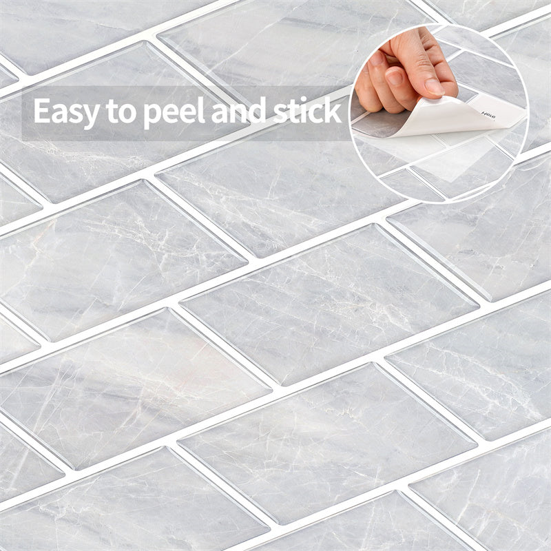 MT1027 - Subway Peel and Stick Backsplash Tile , 12" x 12" grey marble Tile