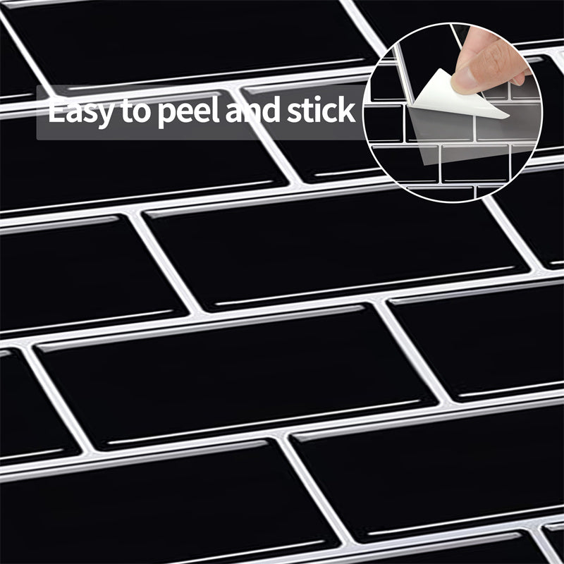 MT1193 - Subway Peel and Stick Backsplash Tile , 12" x 12" black Tile