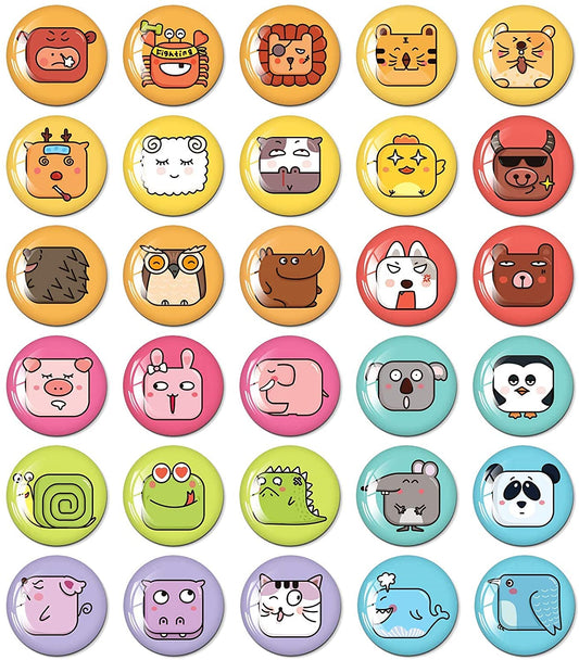 MORCART 30PCS Unique Animal Faces Refrigerator Magnet