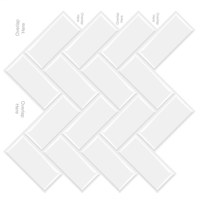 MT1071 - Herringbone Decals Peel And Stick Backsplash Tile , 12" x 12" White Tile