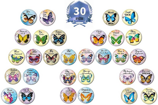 MORCART 30PCS Butterfly Inspirational Refrigerator Magnets