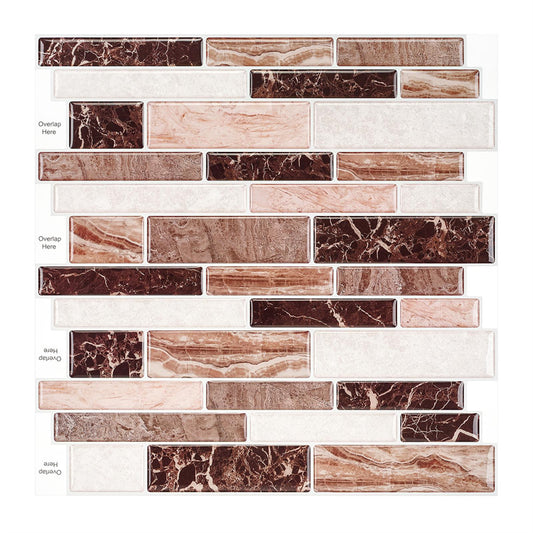 MT1034 - Oblong Walltiles Peel And Stick Backsplash Tile , 12" x 12" Marble Tile