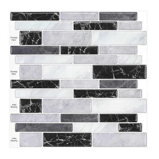 MT1033 - Oblong Walltiles Peel And Stick Backsplash Tile , 12" x 12" Marble Tile