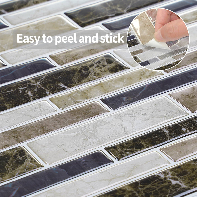 MT1035 - Oblong Walltiles Peel And Stick Backsplash Tile , 12" x 12" Marble Tile