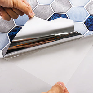 MT1228 - Hexagon Decals Peel And Stick Backsplash Tile , 12" x 12" White Tile
