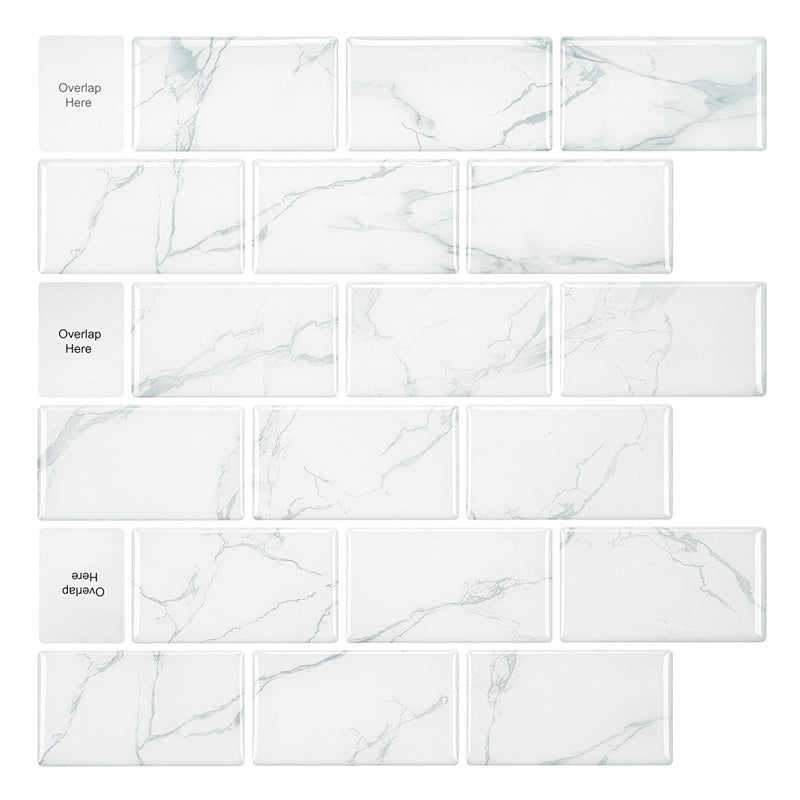 MT1013 - Subway Peel and Stick Backsplash Tile , 12" x 12" carrara marble Tile