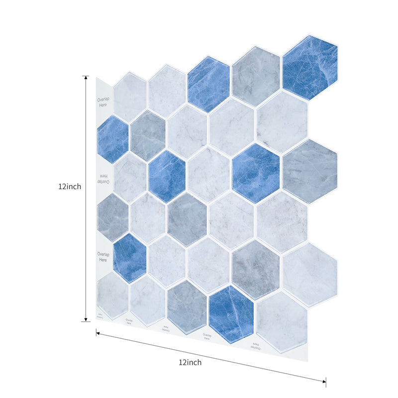 MT1188 - Regular hexagon Decals Peel And Stick Backsplash Tile , 12" x 12" Light blue Tile