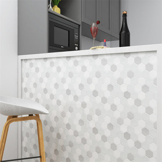 MT1175 - Regular hexagon Decals Peel And Stick Backsplash Tile , 12" x 12" Grey Tile
