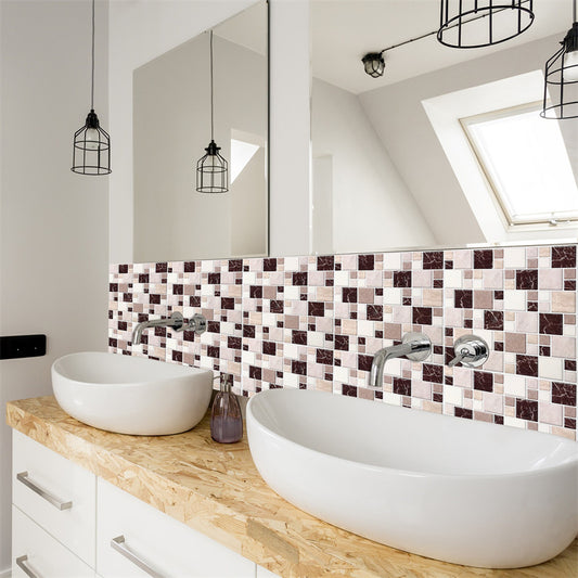 MT1002 - Mosaic Decals Peel And Stick Backsplash Tile , 10" x 10" Marble Checkered Tile