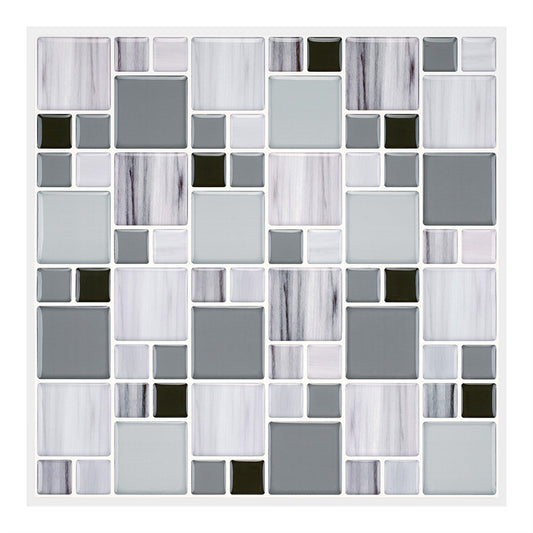 MT1001 - Mosaic Decals Peel And Stick Backsplash Tile , 10" x 10" Marble Checkered Tile