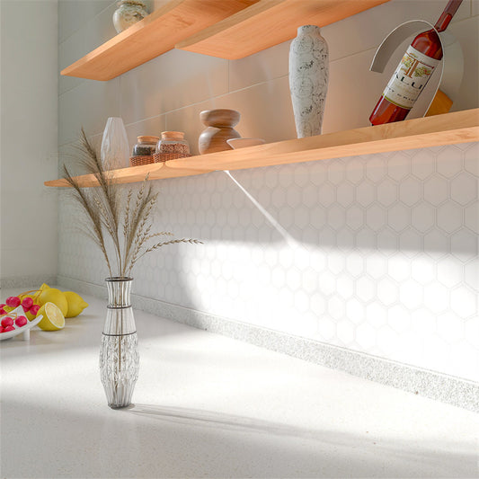 MT1190 - Regular hexagon Decals Peel And Stick Backsplash Tile , 12" x 12" White Tile