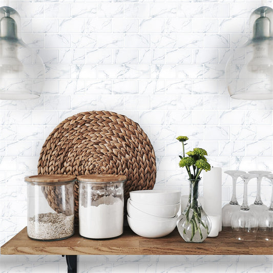 MT1013 - Subway Peel and Stick Backsplash Tile , 12" x 12" carrara marble Tile