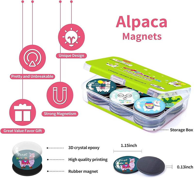 MORCART 30PCS Alpaca Inspirational Refrigerator Magnets