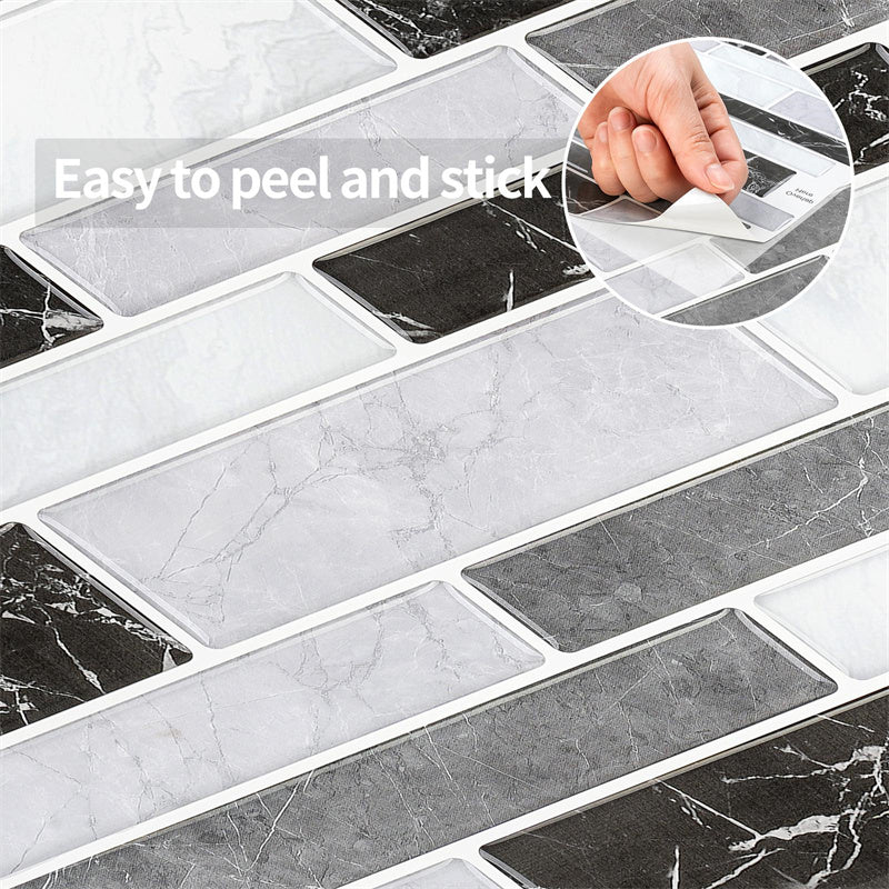 MT1033 - Oblong Walltiles Peel And Stick Backsplash Tile , 12" x 12" Marble Tile