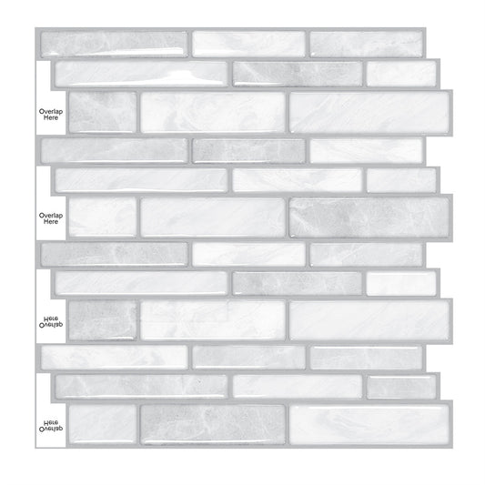 MT1031 - Oblong Walltiles Peel And Stick Backsplash Tile , 12" x 12" Marble Tile