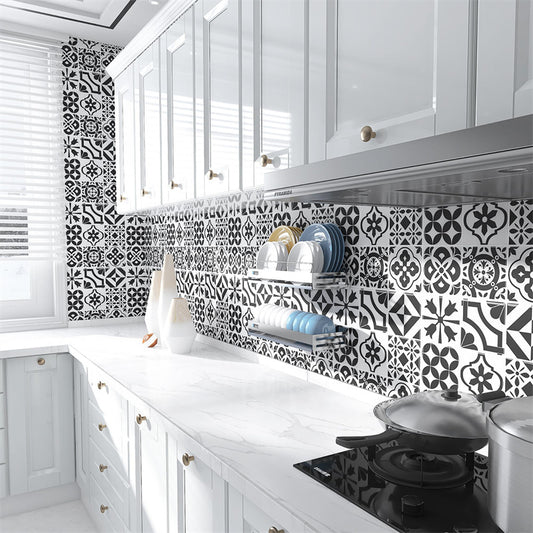 MT1106 - Baroque Decals Peel And Stick Backsplash Tile , 12" x 12" Black Tile