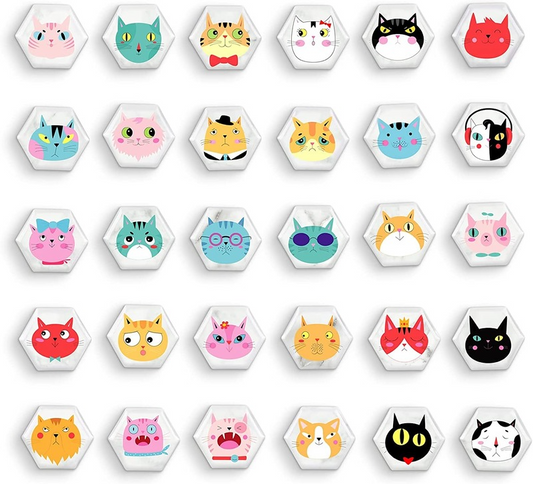 MORCART 30pcs Cats Head Fridge Magnets